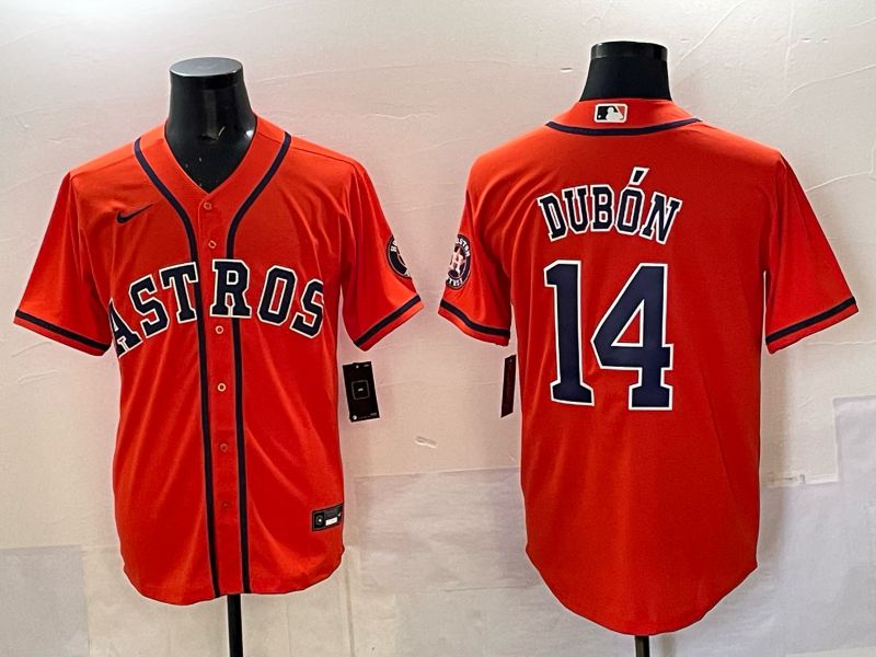 Men 2025 Houston Astros #14 Dubon Orange Nike MLB Jersey 03